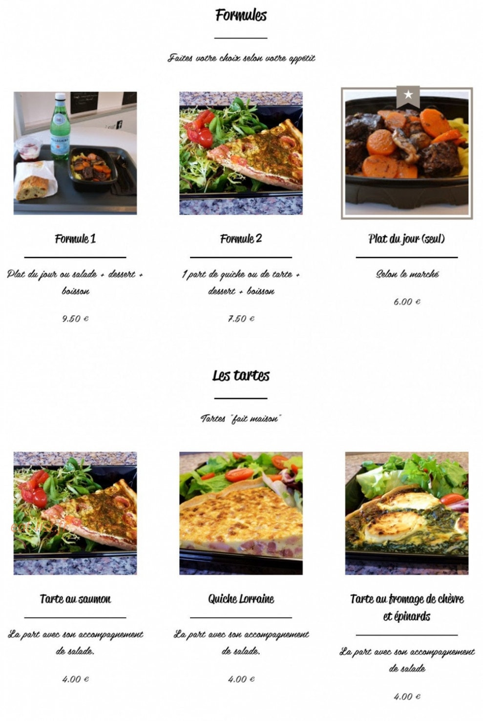 La Cuisine d'Ana — carte page 1