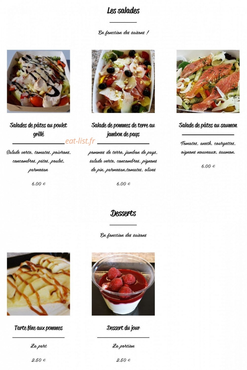 La Cuisine d'Ana — carte page 2