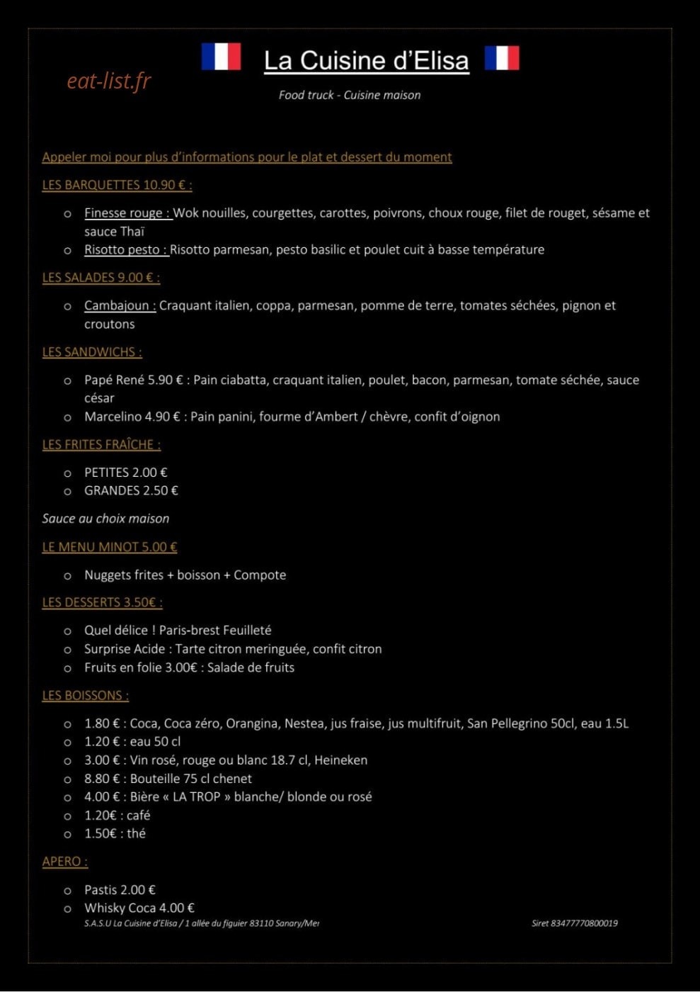 La cuisine d'Elisa — carte page 4