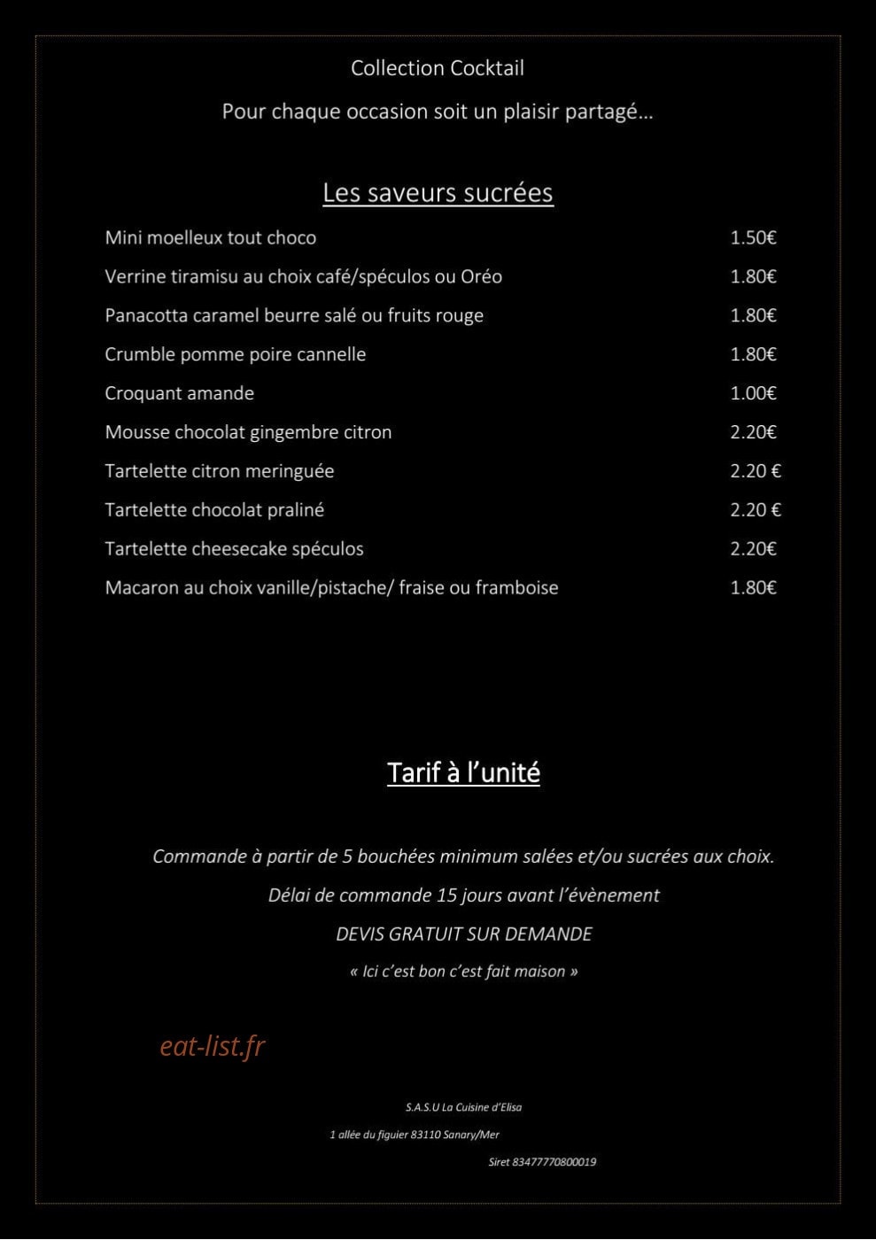 La cuisine d'Elisa — carte page 3