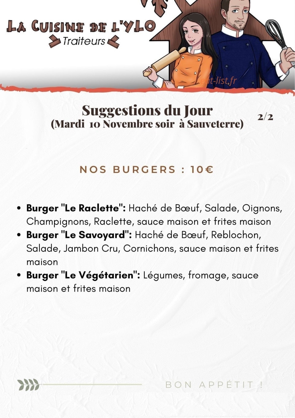 La Cuisine de l'Ylo — carte page 2