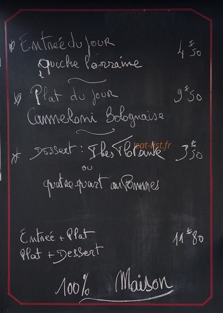 La cuisine de Marcel — carte page 1