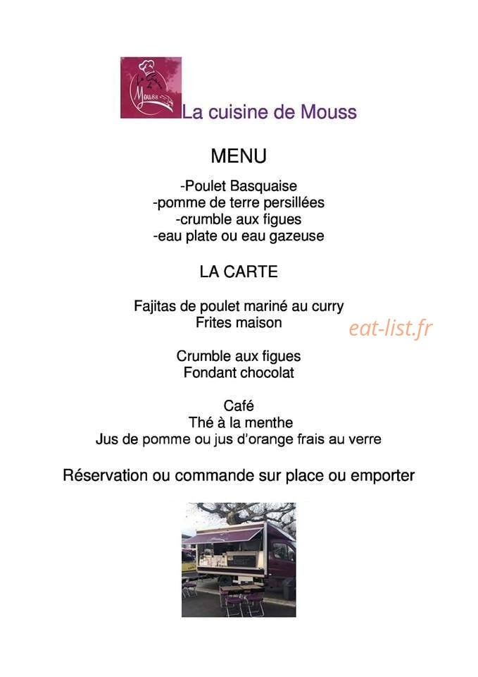 La cuisine de Mouss — carte page 1