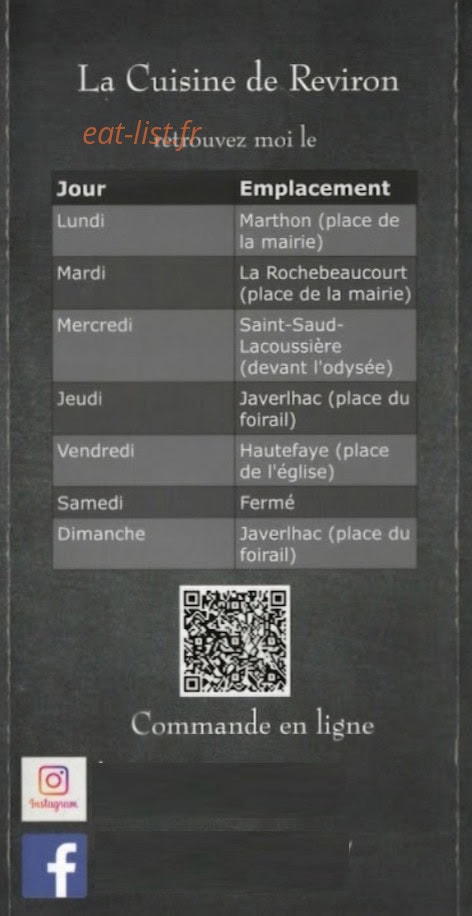 La Cuisine de Reviron — carte page 6