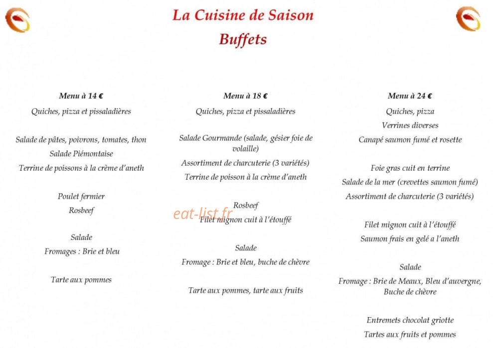 La cuisine de saison — carte page 1