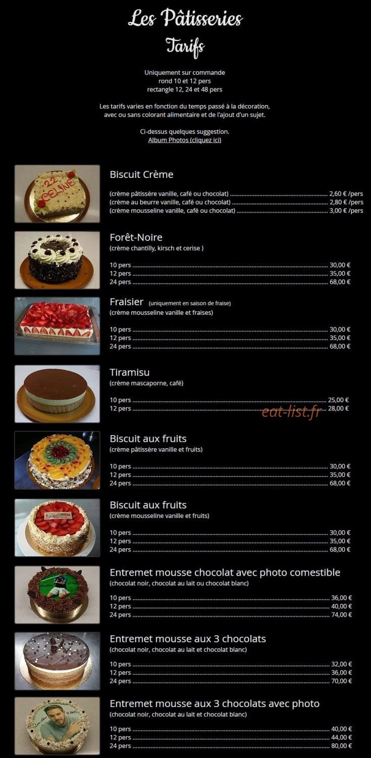 La Cuisine de Sylvie — carte page 14