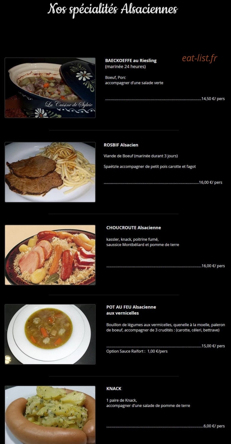 La Cuisine de Sylvie — carte page 9