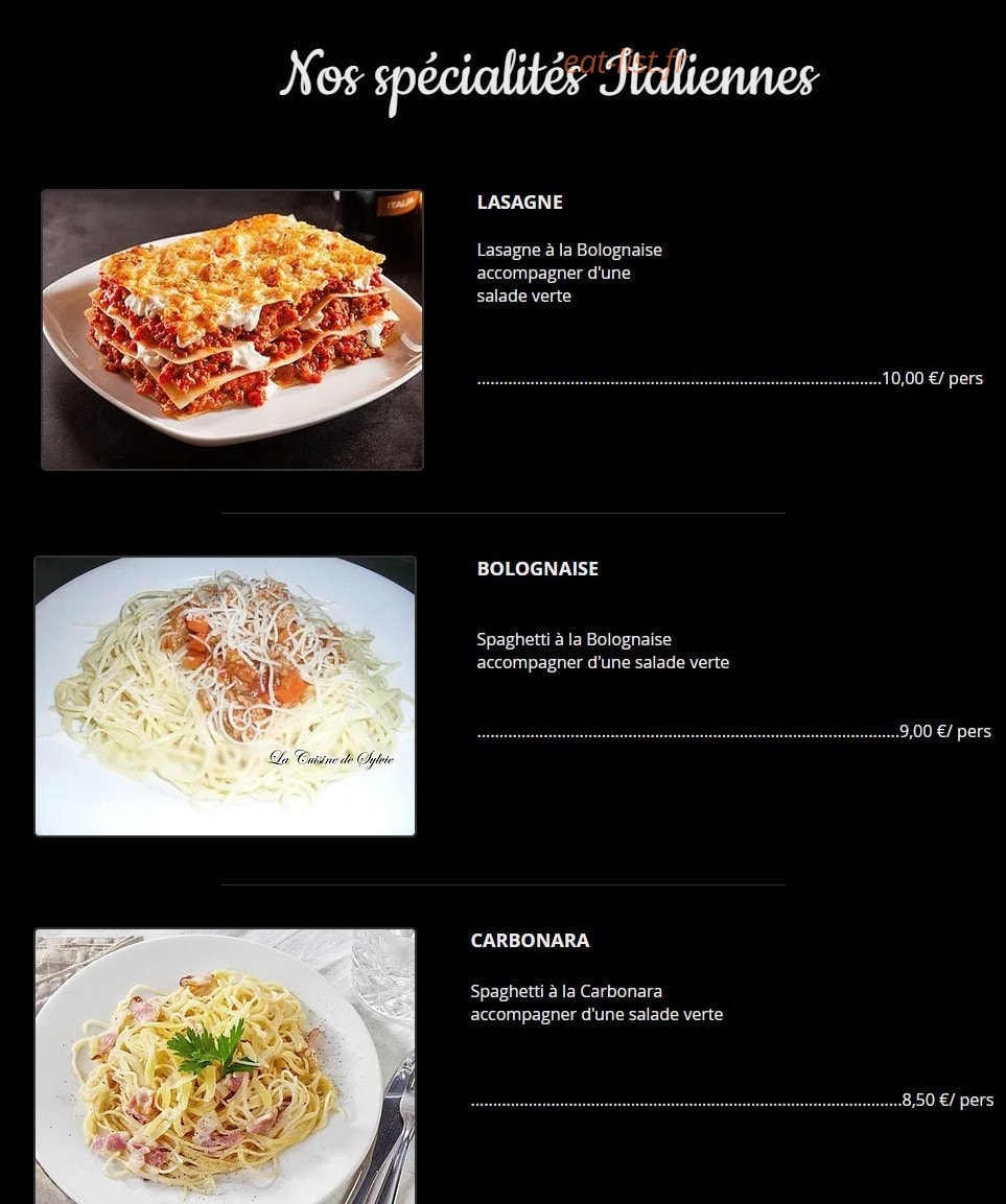 La Cuisine de Sylvie — carte page 11