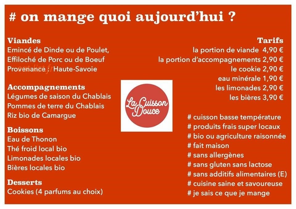 La Cuisson Douce — carte page 1