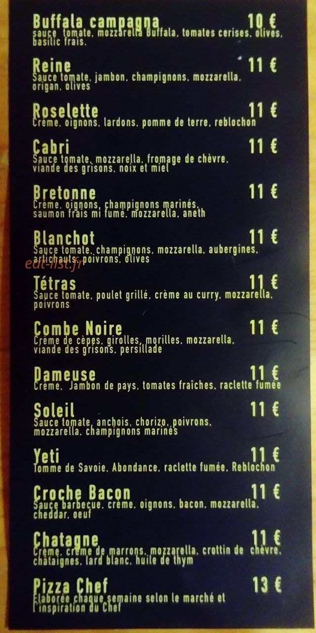 La dameuse à pizza — carte page 1