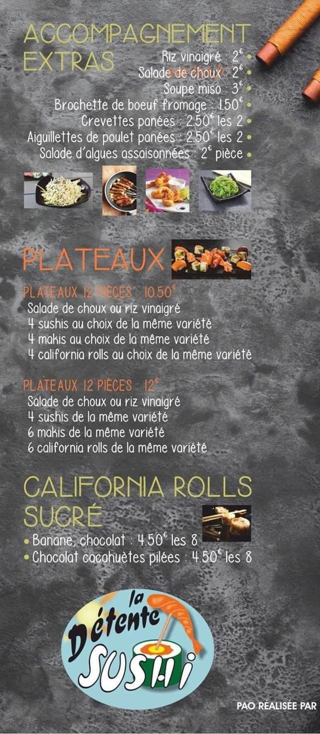 La Détente Sushi — carte page 2