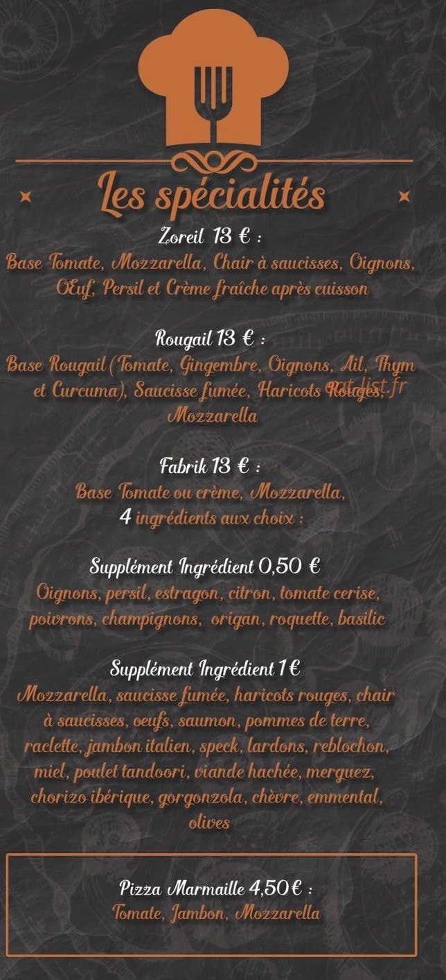 La Fabrik a Pizza — carte page 3