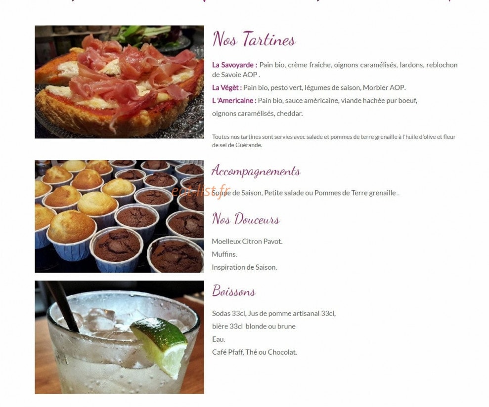 La Fée Tartine — carte page 1