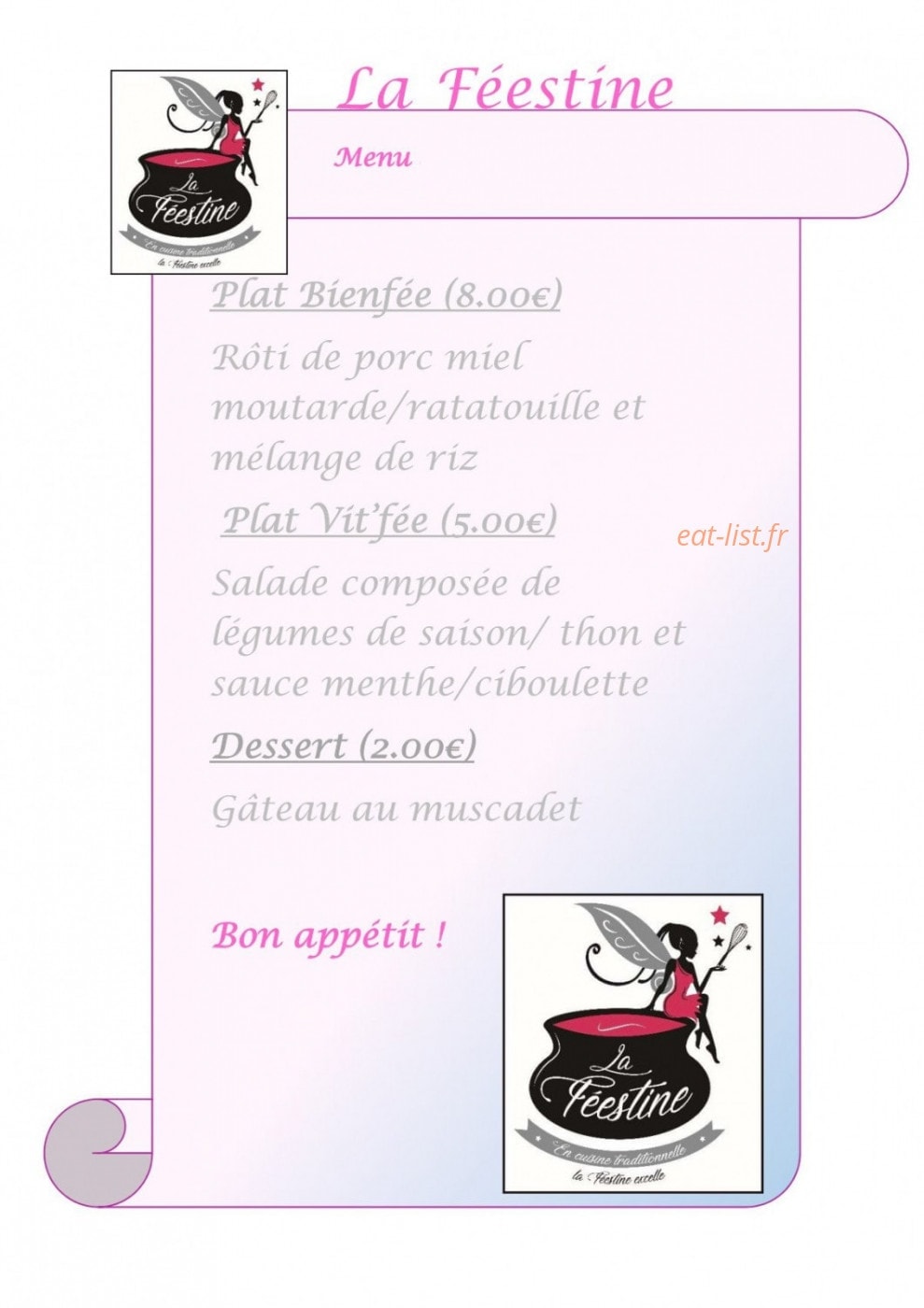 La féestine — carte page 1