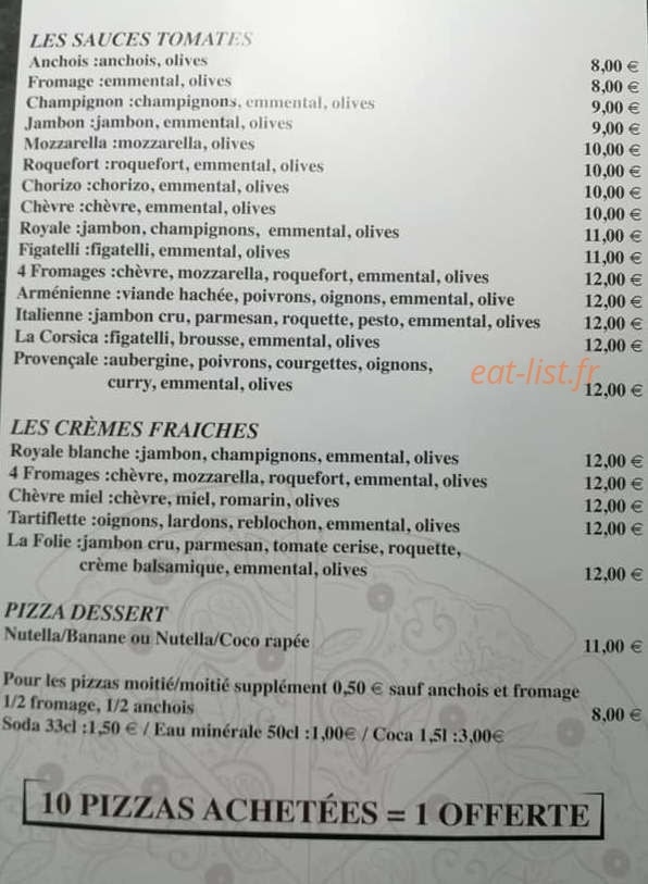 La folie pizza — carte page 2