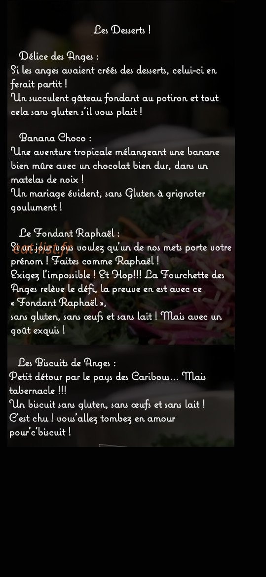 La Fourchette des Anges — carte page 4