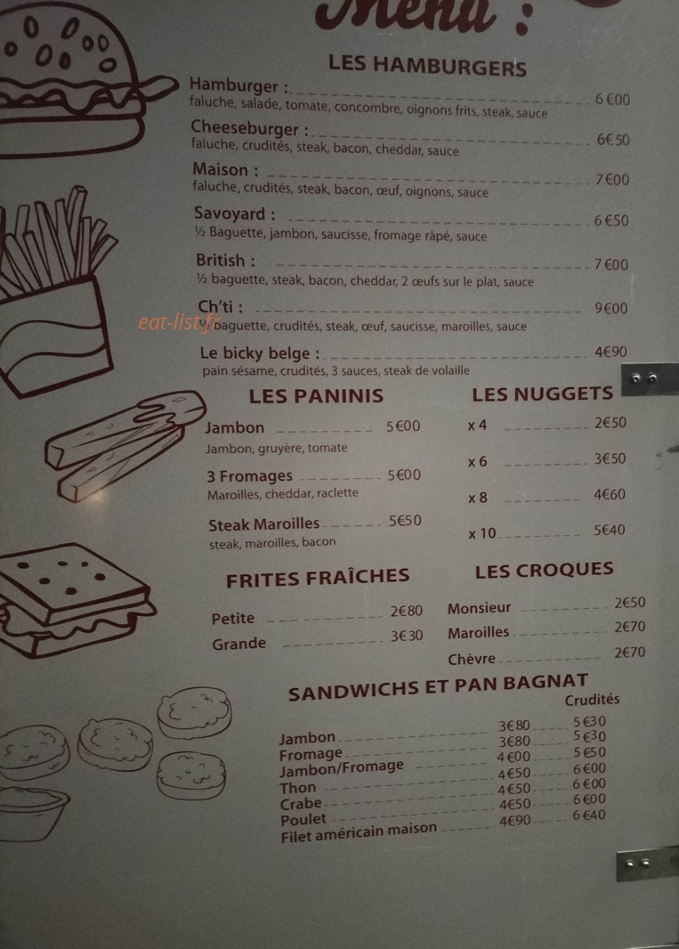 La Fringale — carte page 1