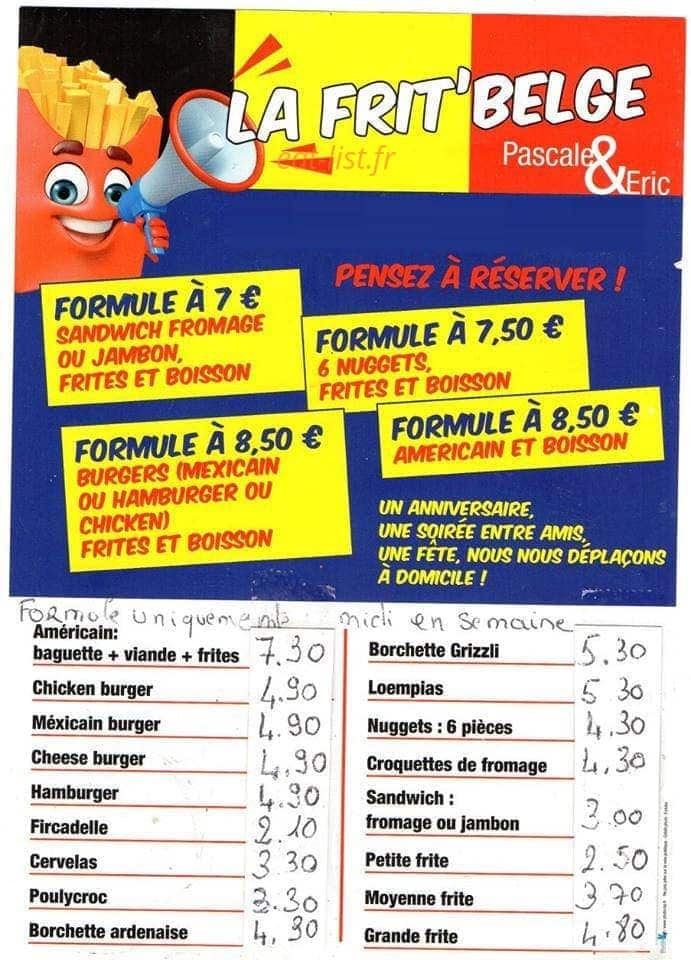La frit'Belge — carte page 1