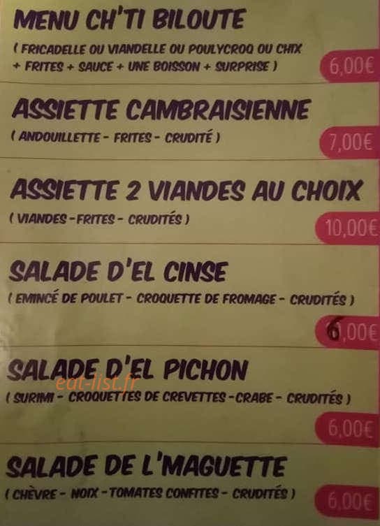 La Frite En Nord — carte page 2