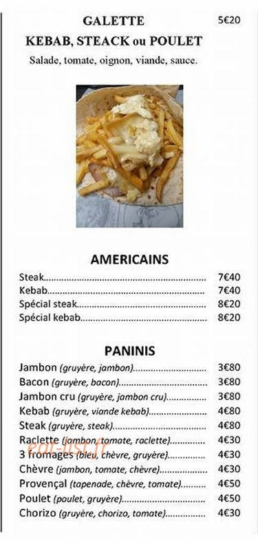 La Frite Qui Roule — carte page 3