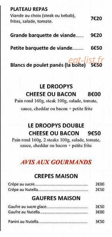 La Frite Qui Roule — carte page 4