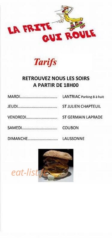 La Frite Qui Roule — carte page 1
