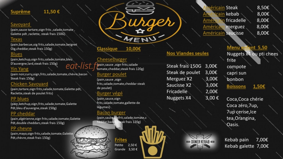La friterie de chalet — carte page 1
