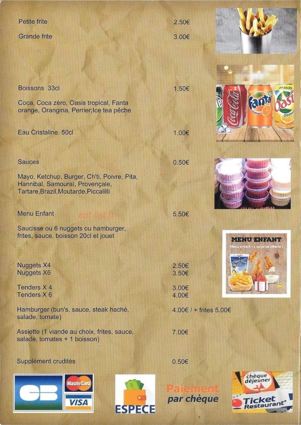 La Friterie des Ju — carte page 2