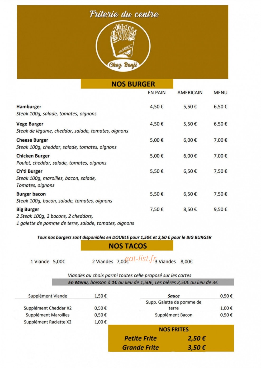 La friterie du Centre — carte page 2