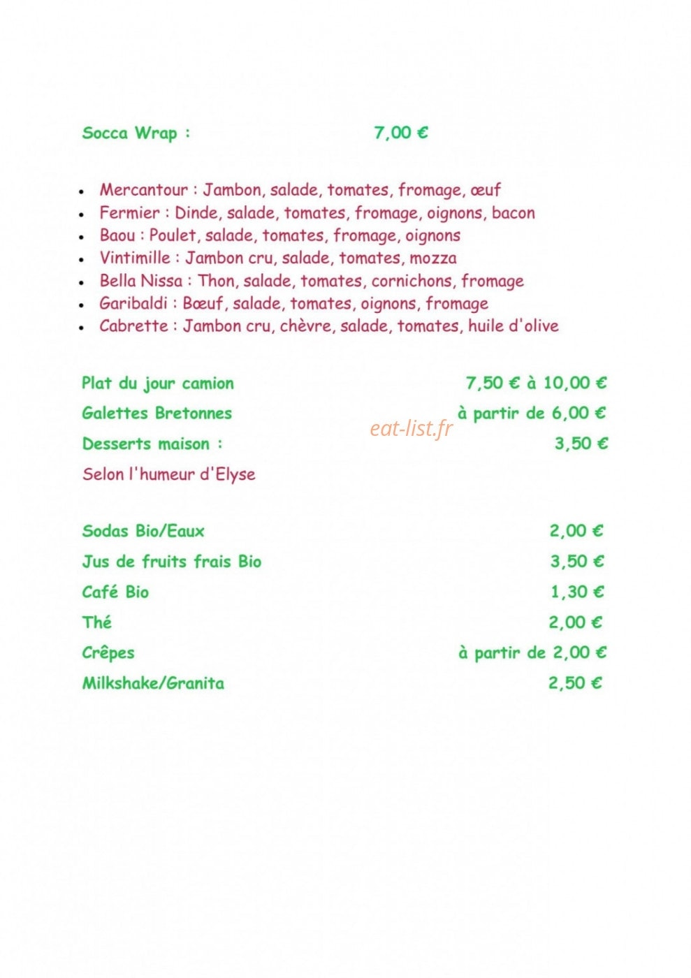 La Gam'LL au naturel — carte page 1