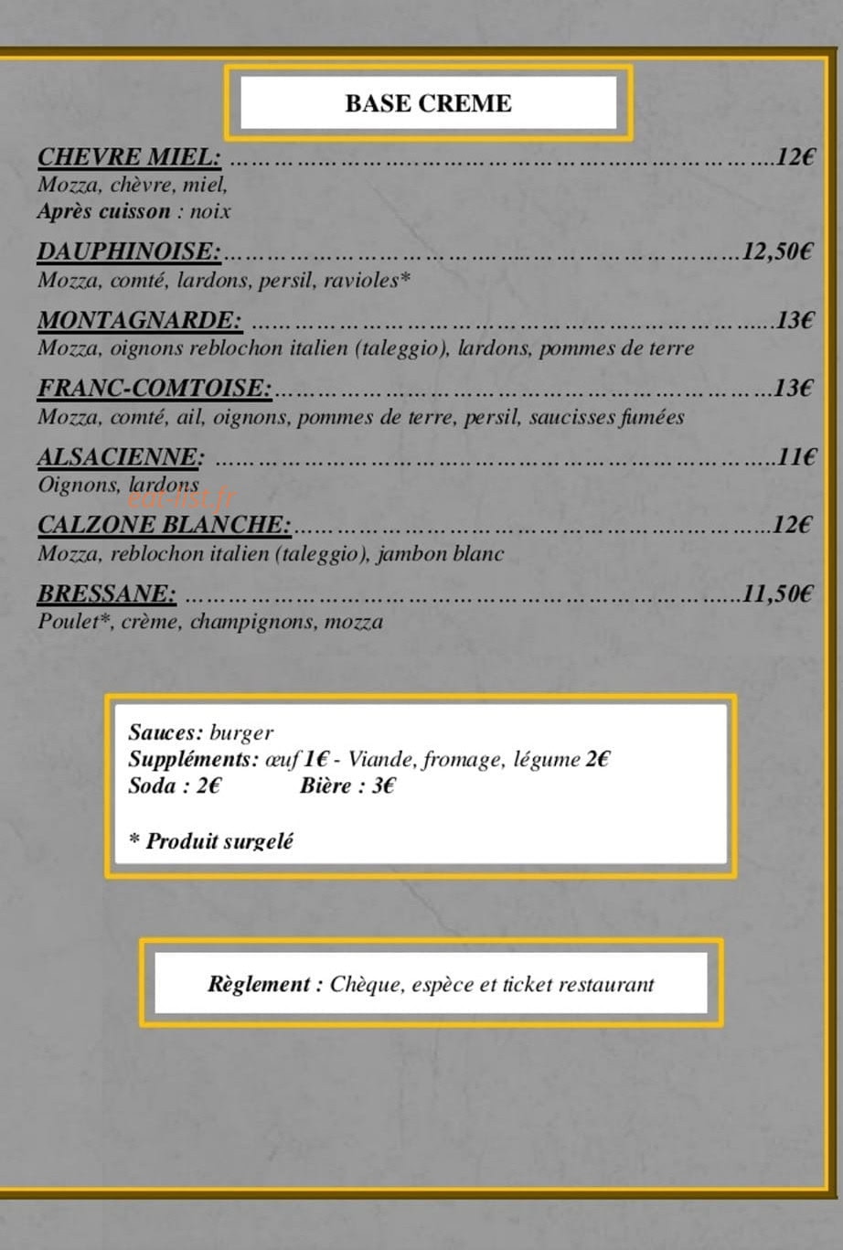 La grange à pizza — carte page 2