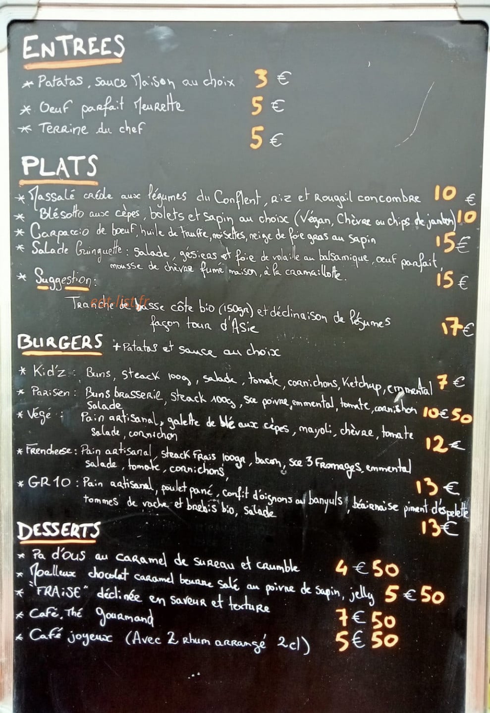 La Guinguette du Point d'Orgues — carte page 1