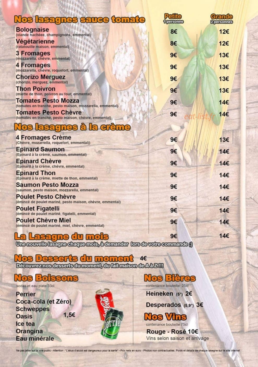 La Lasagnerie — carte page 2