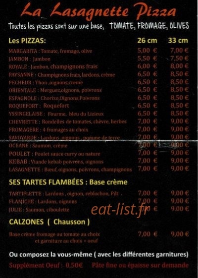 La lasagnette — carte page 1