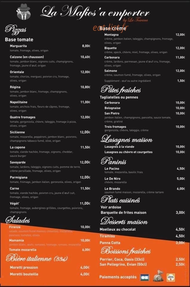 La Mafios'a — carte page 1