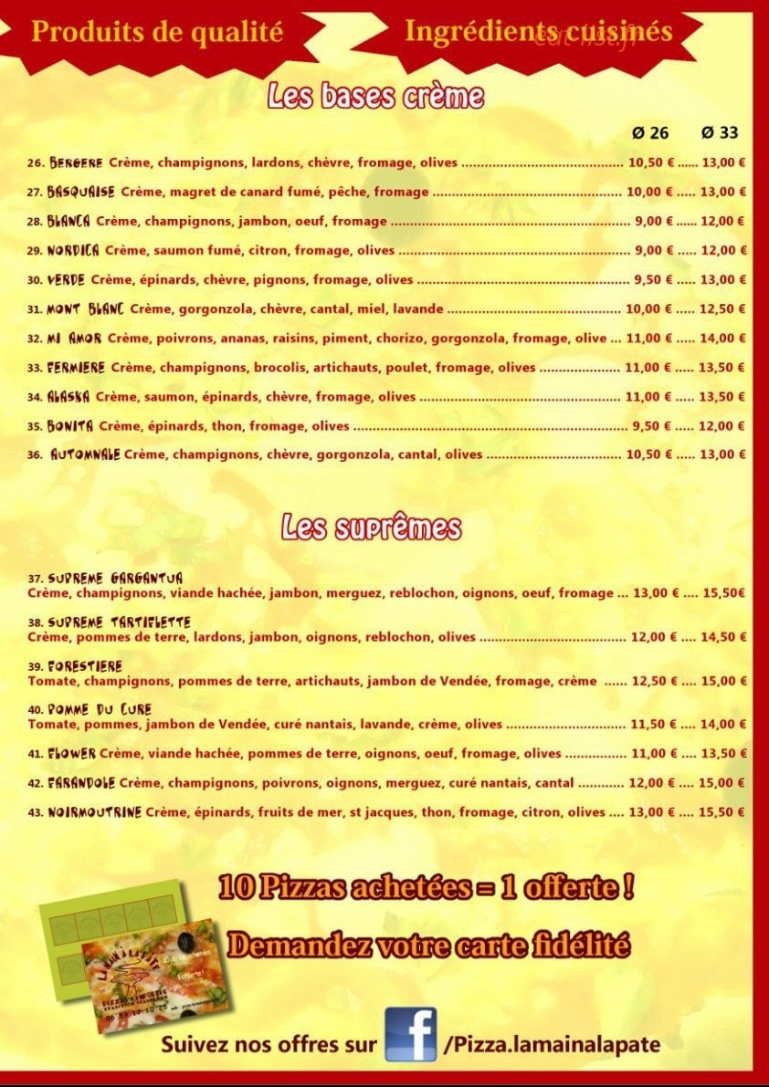La Main À La Pâte — carte page 2