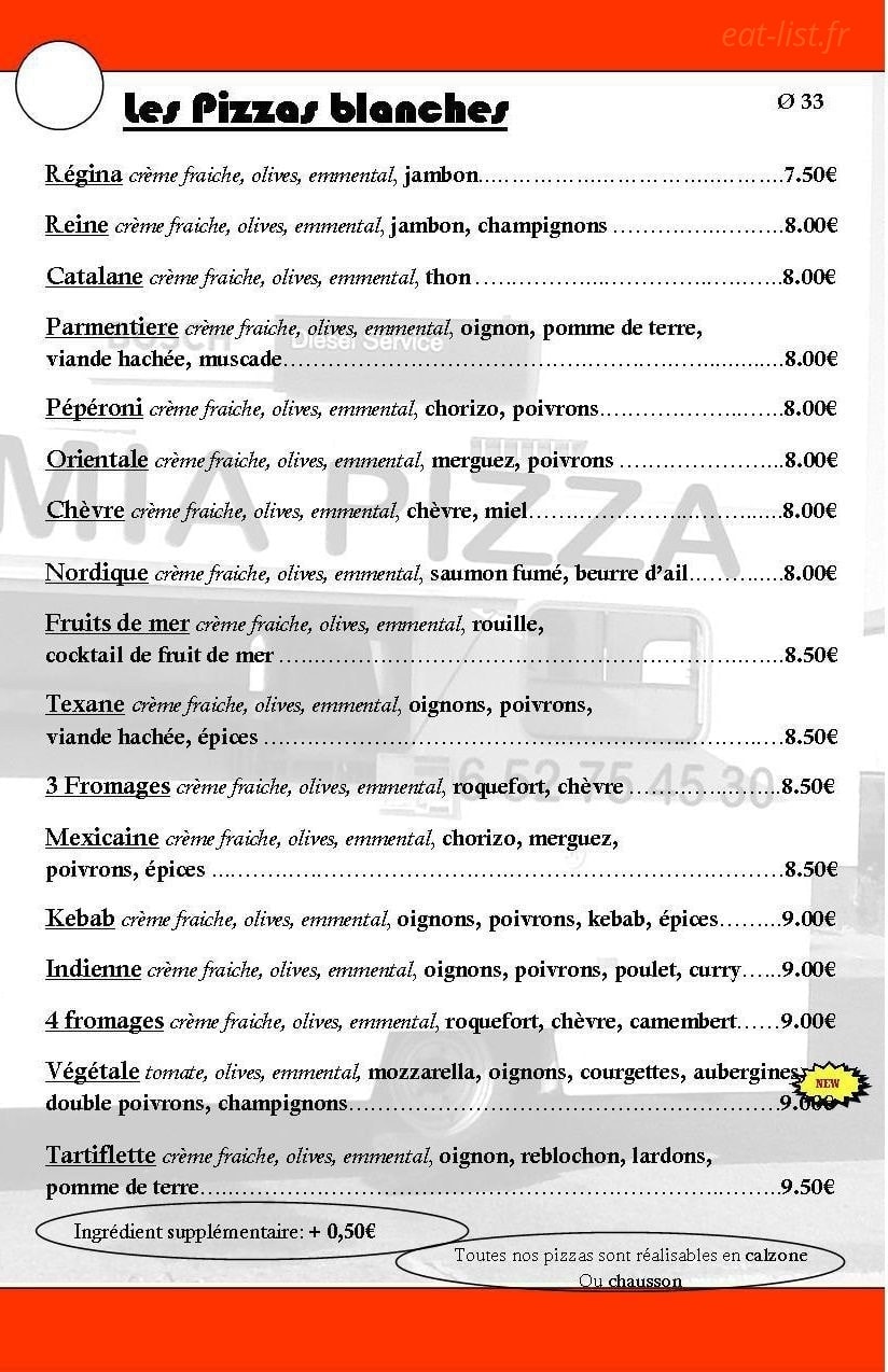 La Mia Pizza — carte page 3