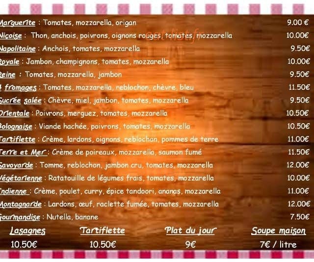 La p'tite cantine — carte page 1