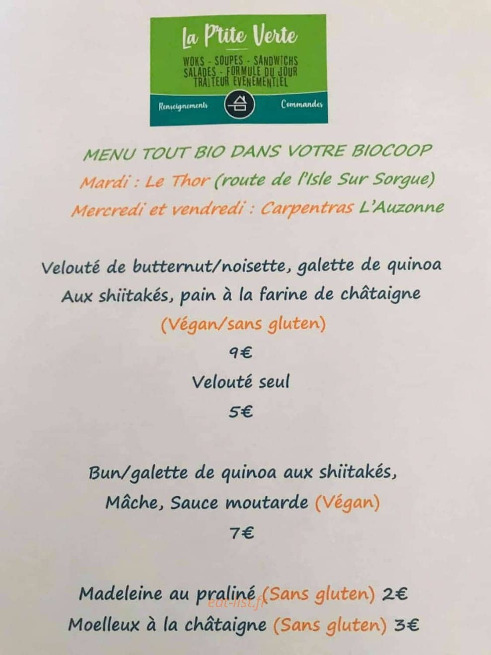 La P'tite Verte — carte page 1
