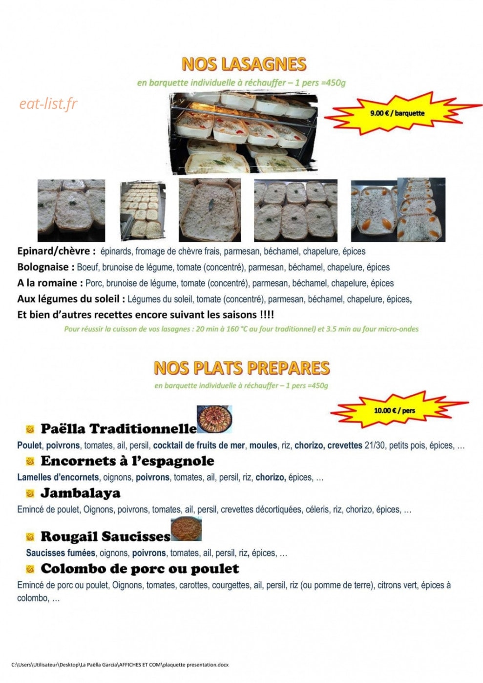 La Paëlla Garcia — carte page 2