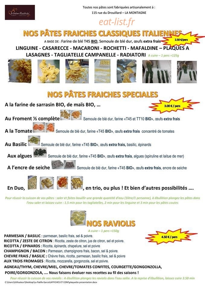 La Paëlla Garcia — carte page 1