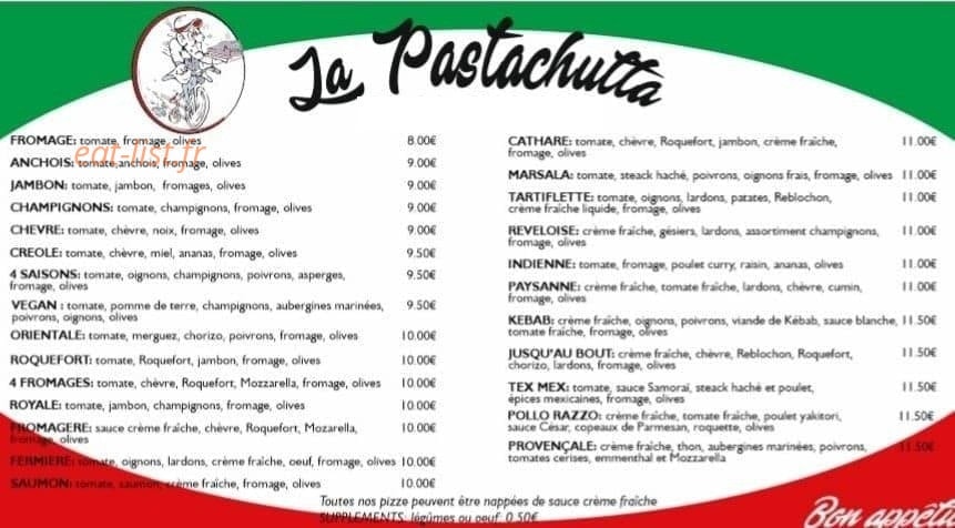 La Pastachutta — carte page 1