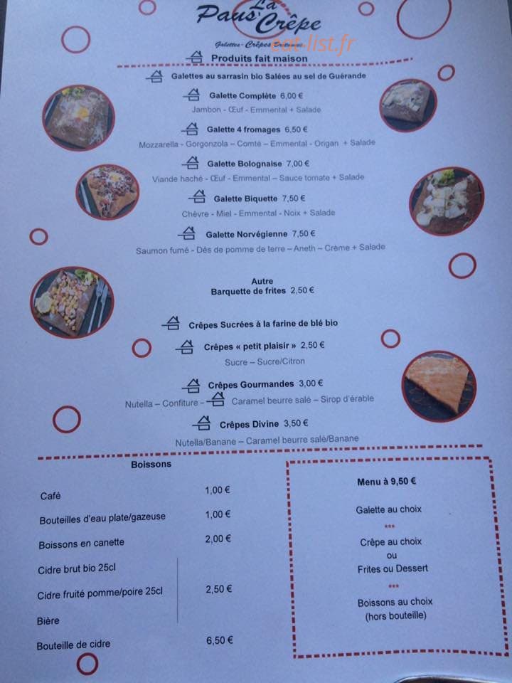 La Paus'Crêpe — carte page 1