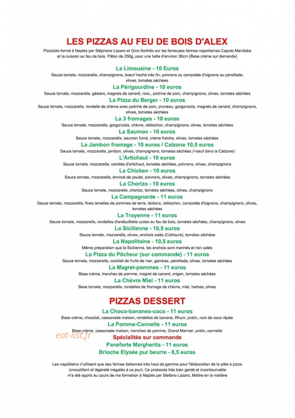 La pause gourmande d'Alex — carte page 1