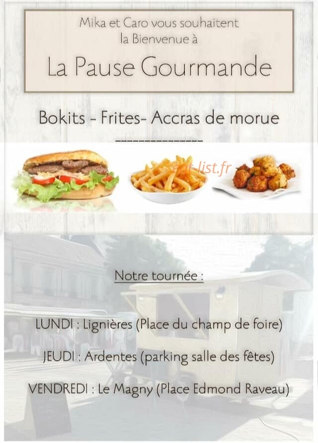 La Pause Gourmande — carte page 1