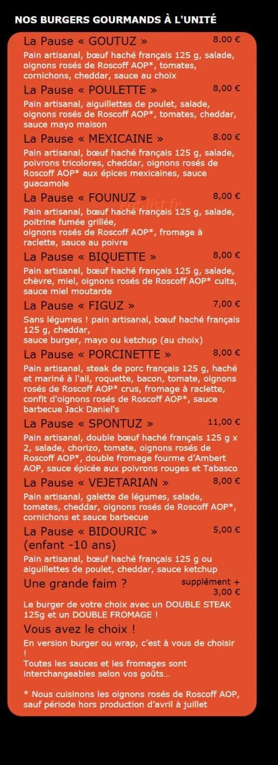 La Pause Steak — carte page 2
