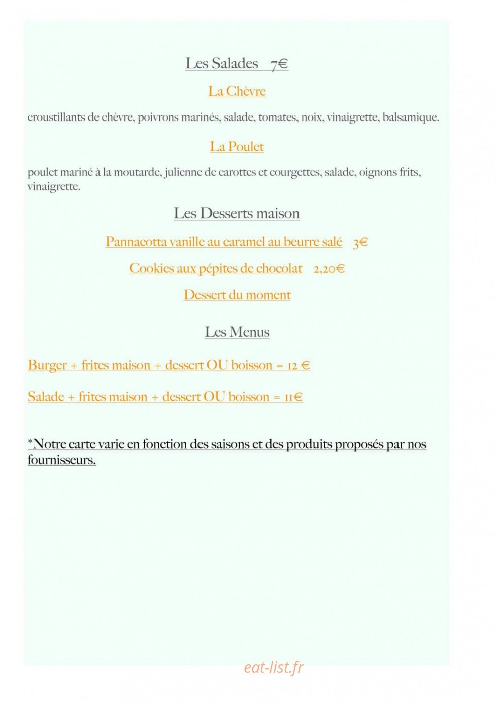 La Pause — carte page 2