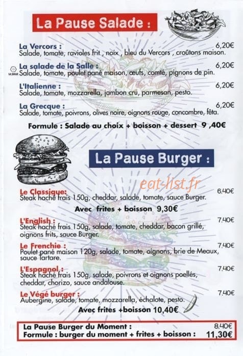 La Pause — carte page 1