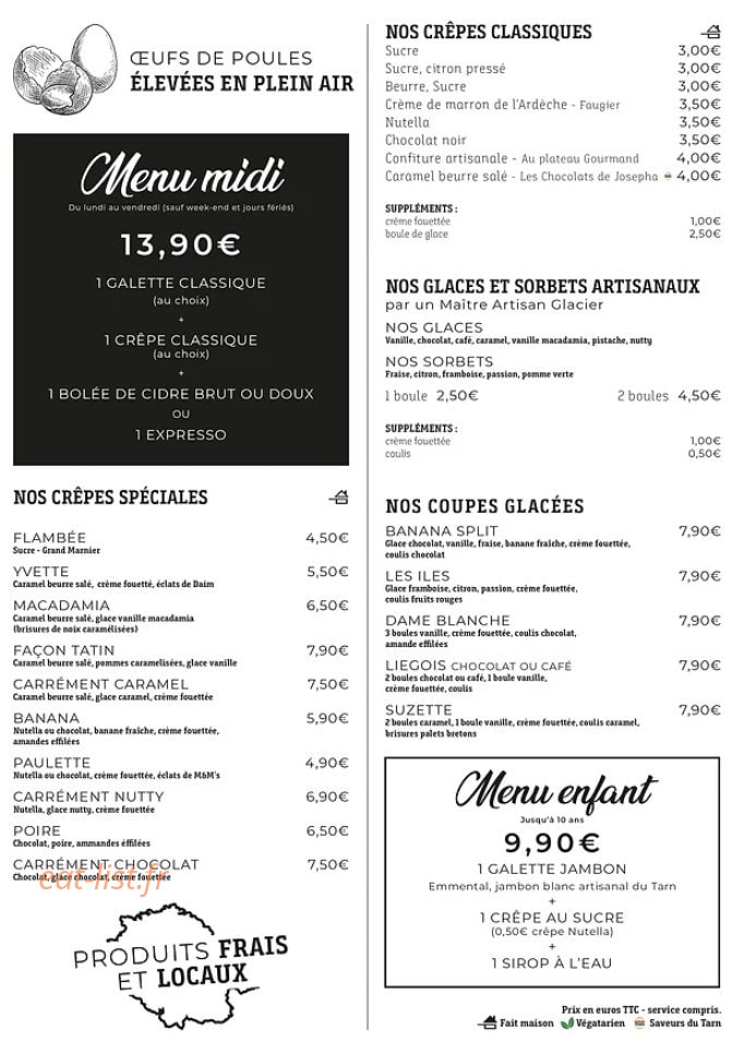 La petite Crêperie — carte page 2