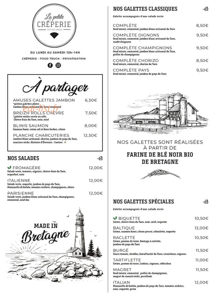 La petite Crêperie — carte page 1